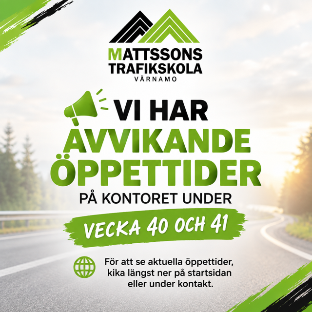 avvikande öppettider kontor vecka 40 och 41